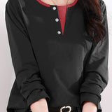 Solid-color long-sleeved T-shirt