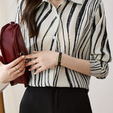 Lapel contrast chiffon shirt