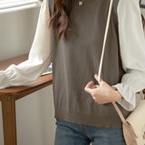 Fake two-piece lantern sleeve base shirt