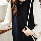 Fake two-piece lantern sleeve base shirt