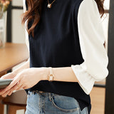 Fake two-piece lantern sleeve base shirt