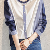 Casual spliced striped T-shirt