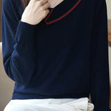 Asymmetric lapel knitted top