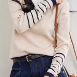 Faux two-piece color-block layered knitted sweater