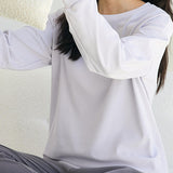 Round-neck solid-color pajama set