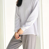 Round-neck solid-color pajama set