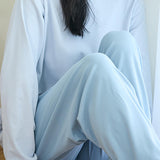 Round-neck solid-color pajama set