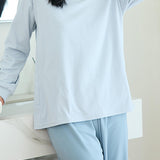 Round-neck solid-color pajama set