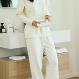 Round-neck pajama set with breast pads