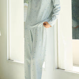 Round-neck pajama set with breast pads