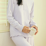 Round-neck pajama set with breast pads