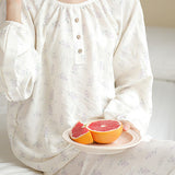 Round-neck printed pajama set