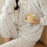 Round-neck printed pajama set