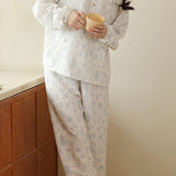 Round-neck printed pajama set