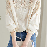 Lace hollowed-out shirt