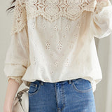 Lace hollowed-out shirt