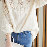 Lace hollowed-out shirt