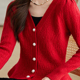 V-neck glittery knitted cardigan