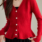 V-neck glittery knitted cardigan