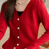 V-neck glittery knitted cardigan