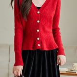 V-neck glittery knitted cardigan