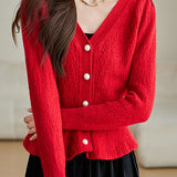 V-neck glittery knitted cardigan