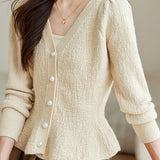 V-neck glittery knitted cardigan