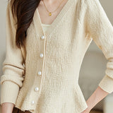 V-neck glittery knitted cardigan