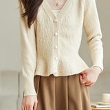 V-neck glittery knitted cardigan