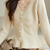 V-neck glittery knitted cardigan