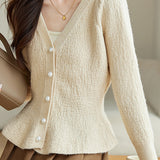 V-neck glittery knitted cardigan