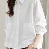 Pure cotton loose commuting shirt