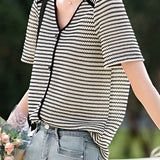 V-neck striped Chanel-style shirt