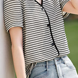 V-neck striped Chanel-style shirt