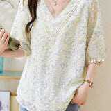 V-neck Butterfly Print Shirt