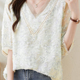 V-neck Butterfly Print Shirt