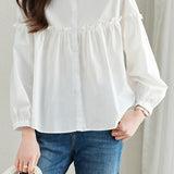 Pure Cotton Ruffled Commuting Shirt