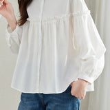 Pure Cotton Ruffled Commuting Shirt