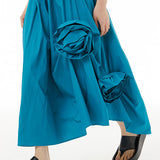 Three-dimensional Flounced Irregular Midi Skirt