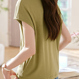 Fake Two-piece Color-blocked V-neck T-shirt