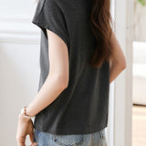 Fake Two-piece Color-blocked V-neck T-shirt