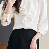 Palace-style Solid-color Shirt with Ruffles