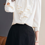 Palace-style Solid-color Shirt with Ruffles