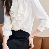 Palace-style Solid-color Shirt with Ruffles