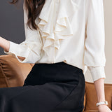 Palace-style Solid-color Shirt with Ruffles