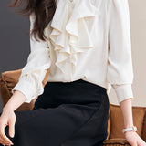 Palace-style Solid-color Shirt with Ruffles