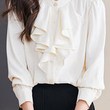 Palace-style Solid-color Shirt with Ruffles