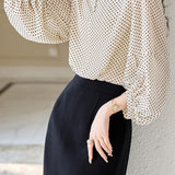 Casual Shirt with Round Neck and Polka Dots