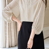 Casual Shirt with Round Neck and Polka Dots