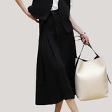 Commuting Simple Waistcoat and Midi Skirt Set